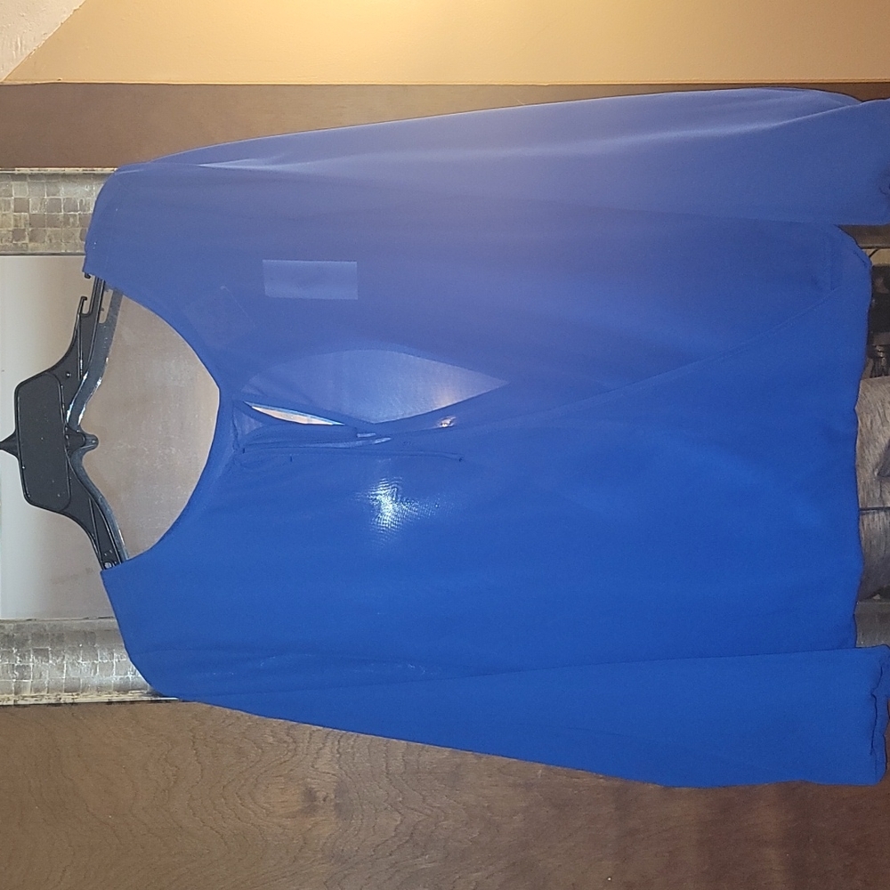 Cobalt Blue  Sheer cut out back blouse NWT